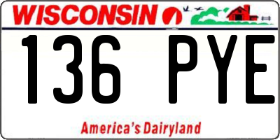 WI license plate 136PYE