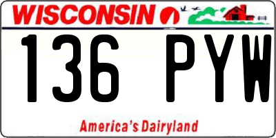WI license plate 136PYW