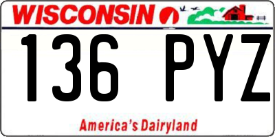 WI license plate 136PYZ
