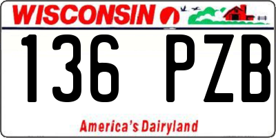 WI license plate 136PZB