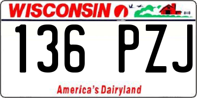WI license plate 136PZJ