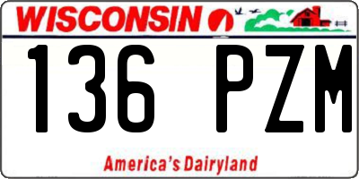 WI license plate 136PZM