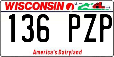 WI license plate 136PZP