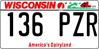 WI license plate 136PZR