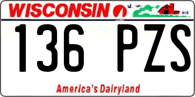 WI license plate 136PZS