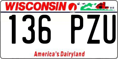 WI license plate 136PZU