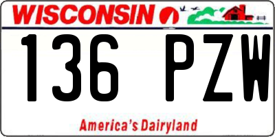 WI license plate 136PZW
