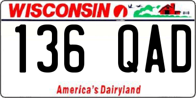 WI license plate 136QAD