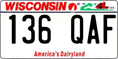 WI license plate 136QAF