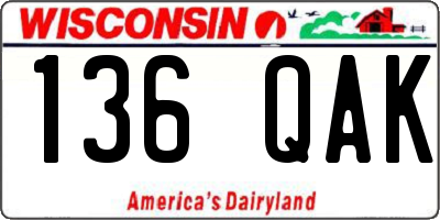 WI license plate 136QAK