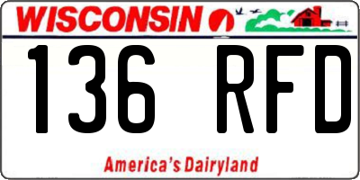 WI license plate 136RFD