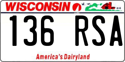 WI license plate 136RSA