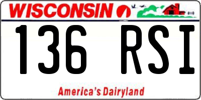 WI license plate 136RSI