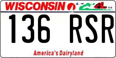 WI license plate 136RSR