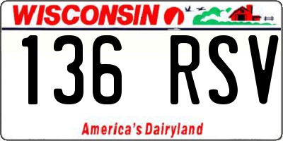 WI license plate 136RSV