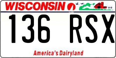 WI license plate 136RSX