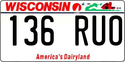 WI license plate 136RUO