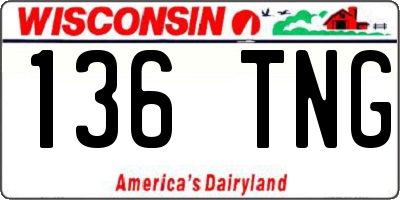 WI license plate 136TNG