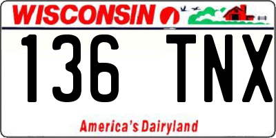 WI license plate 136TNX