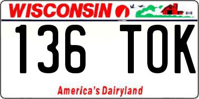 WI license plate 136TOK