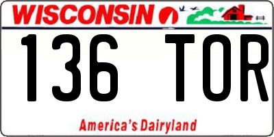 WI license plate 136TOR