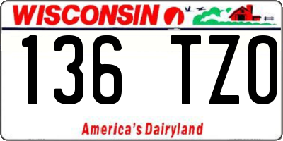 WI license plate 136TZO
