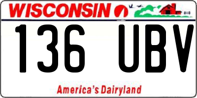 WI license plate 136UBV