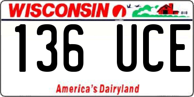 WI license plate 136UCE