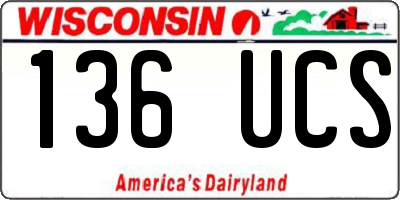 WI license plate 136UCS