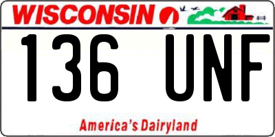WI license plate 136UNF