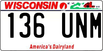 WI license plate 136UNM