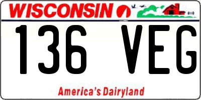 WI license plate 136VEG