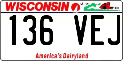 WI license plate 136VEJ
