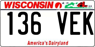 WI license plate 136VEK
