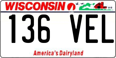 WI license plate 136VEL
