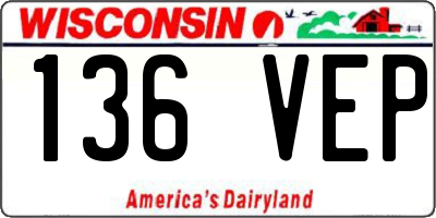 WI license plate 136VEP