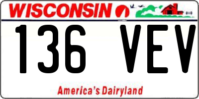 WI license plate 136VEV