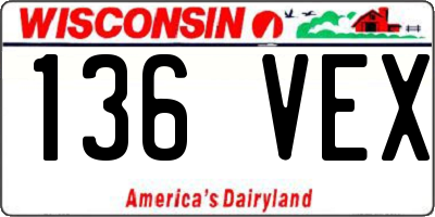WI license plate 136VEX