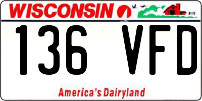 WI license plate 136VFD