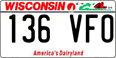 WI license plate 136VFO