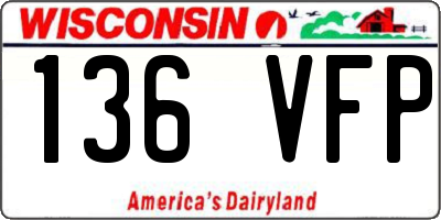 WI license plate 136VFP