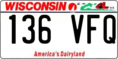 WI license plate 136VFQ
