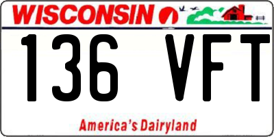 WI license plate 136VFT