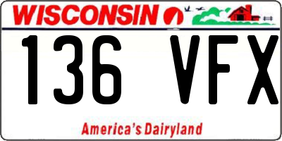 WI license plate 136VFX