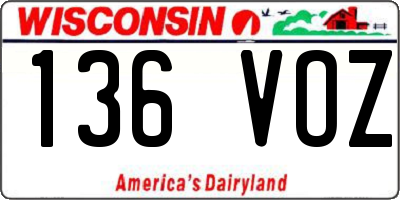 WI license plate 136VOZ