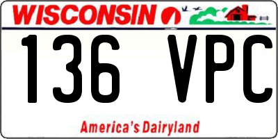 WI license plate 136VPC