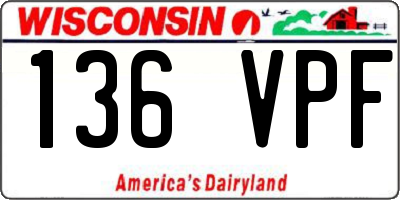 WI license plate 136VPF