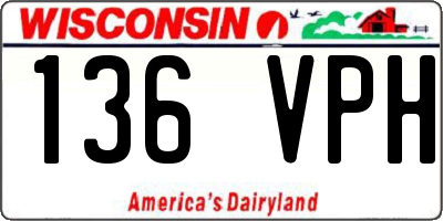 WI license plate 136VPH