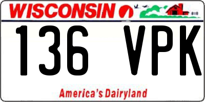 WI license plate 136VPK