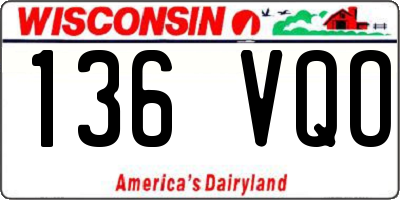 WI license plate 136VQO